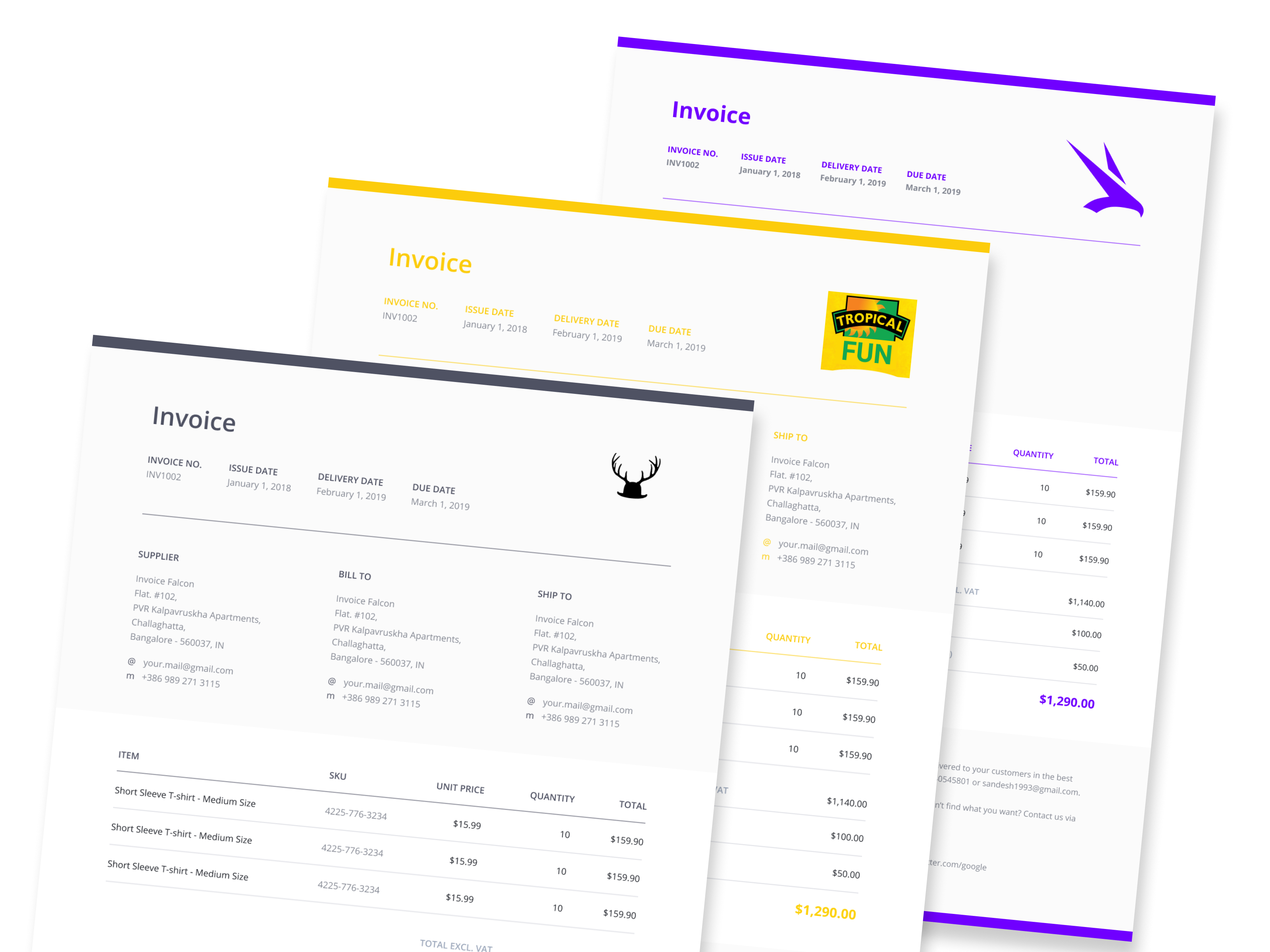 Invoice Falcon banner with invoice samples